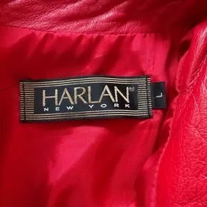 Y2K Red Leather Oversized Jacket Size L thumbnail 4