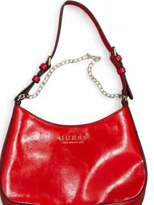 Guess Red Patent Leather Shoulder Bag Gold Chain Y2K Mini Purse Hobo thumbnail 2