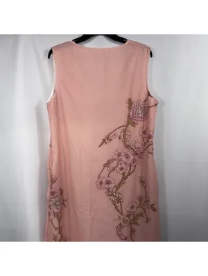 Women’s Blush Pink Floral Sleeveless Faux Wrap Maxi Dress Size Medium thumbnail 7