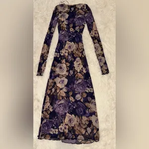 NEW Free People Gianni Maxi mesh Dress in Denim Combo Sz XS thumbnail 8