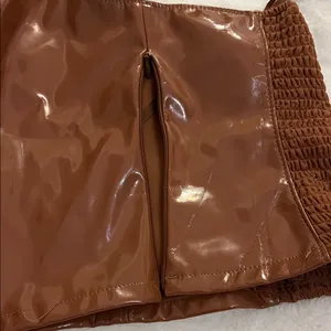 Anthropologie Chocolate Faux Leather Bustier thumbnail 3