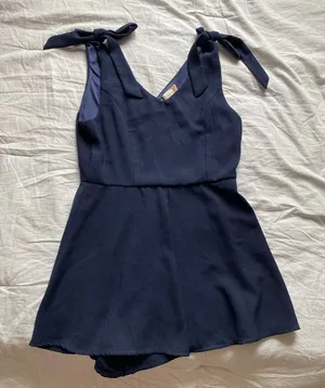 Altar’d State Navy Blue Romper with Shoulder Ties Size M thumbnail 1