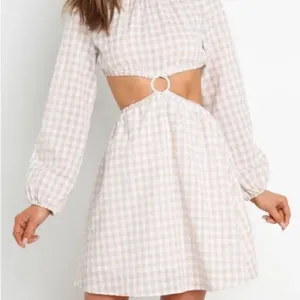 Petal & Pup‎ Beige Cut Out Gingham Dress 100% Cotton Mini Puff Sleeves Size 4 thumbnail 1