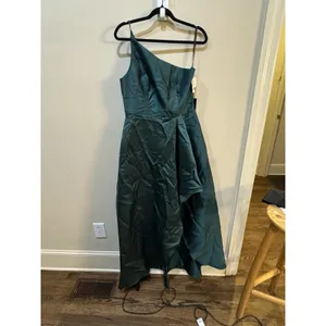 Alfred Sung Satin Twill One Shoulder A-line Pocket Gown Dress D831 Size 10 R thumbnail 3