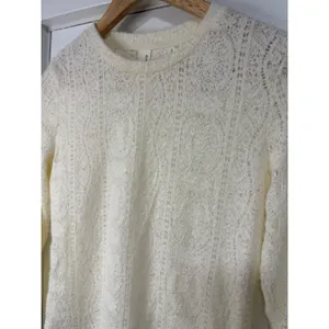 Commense Cream Lace Knit Long Sleeve Crew Neck Fuzzy Top NWOT thumbnail 3