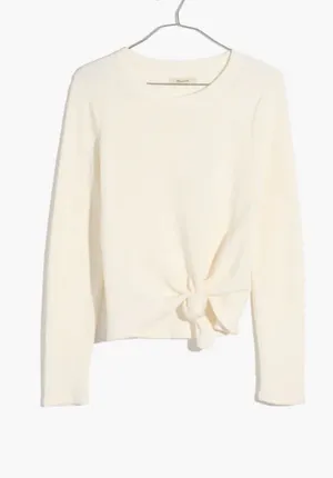 Madewell Texture & Thread Jacquard Knot-Front Top in Bright Ivory Size XSmall thumbnail 1