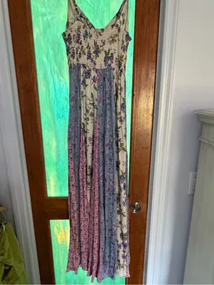 Angie pink and purple floral patchwork dress thumbnail 10