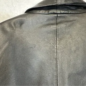 Vintage 80s Wilsons Black Leather Paisley Print Long Sleeve Coat‎ Size M thumbnail 11