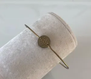 Delicate Gold-Tone Wire Bracelet with Coin Charm thumbnail 3