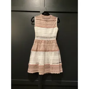Alexis Embroidered Lace Melania sleeveless fit flare mini Dress White & Beige S thumbnail 3