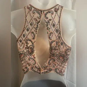 Sherri Hill Shimmery Sleeveless Two Piece‎ Dress 50157 Metallic Pink Beaded Prom thumbnail 8