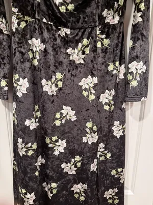 Hutch Black Velvet Floral Midi Dress with Square Neck‎ large nwt thumbnail 3
