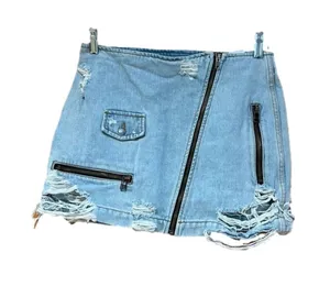 Carmar Blue Distressed Mini Skirt Size 28 (Size 6) thumbnail 1