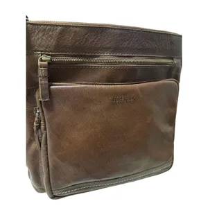 Crossbody Messenger Soft Brown Leather Bag Purse LEDER BUCK thumbnail 2