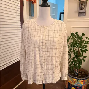 Madewell EUC Oversized Meadow Shirt in Windowpane Long Sleeve Button Up Blouse thumbnail 3