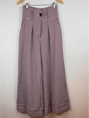 Space Simona Corsellini Houndstooth Wide Leg Palazzo Pants IT 42 Red Black thumbnail 2