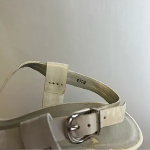 JILDOR | Size 6.5 Strappy White‎ and Brown Cork Wedge Heels thumbnail 3