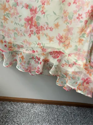 Vintage Pastel Yellow Floral Ruffle Midi Dress thumbnail 2