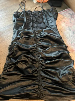 Lucy in the Sky Black Ruched Mini Dress thumbnail 5