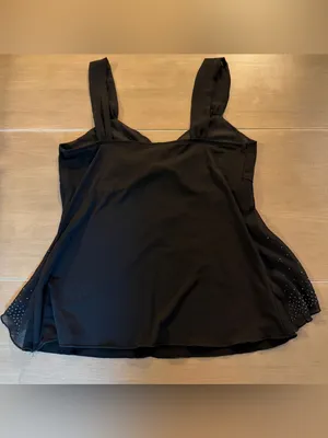 Vintage Y2K IZ Byer California Black Rhinestone Party Tank Top Large USA thumbnail 2