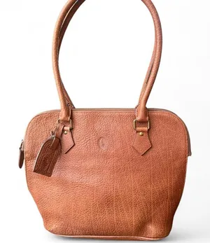 Vintage Polo Ralph Lauren Shoulder Bag Brown Pebbled Leather Triple Compartment thumbnail 1