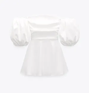 ZARA dress mini off shoulder Puff Sleeve Voluminous boho summer sundress thumbnail 4