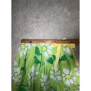 Lilly Pulitzer Pleated A-Line Skirt Green White Daisy Floral Yellow Bow 8 thumbnail 7