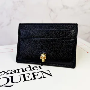 Alexander McQueen Black Leather Crystal Skull Card Holder. thumbnail 1