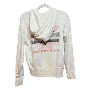 Billabong Womens Quarter Zip Hoodie White Graphic Nothing But Waves Surf S‎ thumbnail 3
