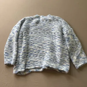 Marled Fuzzy Oversized Crew Knit Sweater Gray thumbnail 2