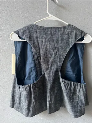 Sleeveless Denim-Effect Cropped Vest with White Bird Appliqué thumbnail 6