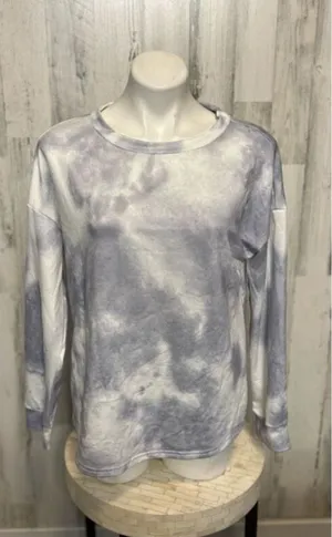 Tie Dye Lounge Set Womens Medium Gray White Sweatshirt Jogger Set Cozy thumbnail 1