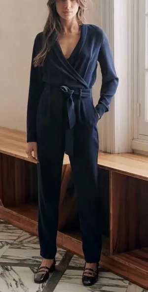 Heaven Long Sleeve Navy Jumpsuit, Size 34/US 2 thumbnail 1