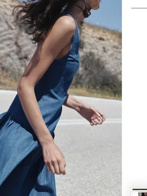 NWOT ZARA MIDI CAPE Denim SKIRT DRESS Medium Blue Cotton Linen Blend thumbnail 5