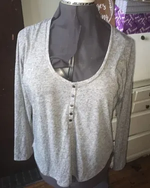 Victoria’s Secret grey Henley long sleeve shirt thumbnail 1