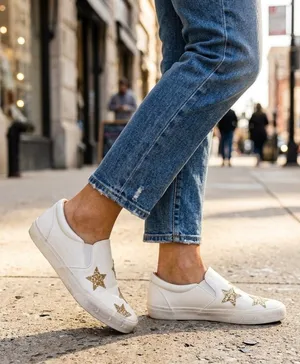 *RARE* VH EST 1954 Vintage Havana White Leather Gold Star Perforated Sneakers thumbnail 1