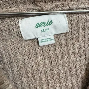 Aerie Tan Cozy Up Waffle Knit Hooded Sweater Oversized XS thumbnail 3