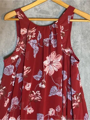 Free People Maxi‎ milkmaid Dress Medium Red Floral Fairy Whimsical Dress Boho thumbnail 3