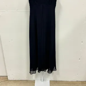 Y2K‎ Tahari Navy Blue 100% Silk V-Neck Empire Waist Maxi Dress Size 6 Minimalist thumbnail 4