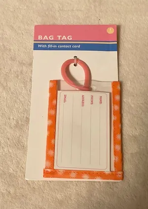 Orange Floral Travel Bag Tag with Pink Loop thumbnail 1