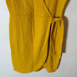 Madewell Crosshatch Side-Tie Mini Dress‎ in Mustard Yellow Size o thumbnail 4