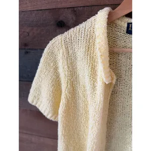 Vintage LeRoy Knitwear Butter Yellow Short Sleeve Cardigan Sweater thumbnail 4