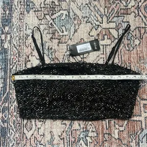 NWT Nasty Gal Black Sequin Square Neck Crop Top Eras Tour Spaghetti Strap Size 6 thumbnail 11