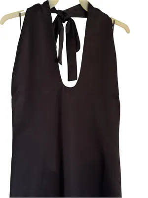 Jason Wu Black Satin Halter Plunging U-Neckline Midi Dress Medium Women’s thumbnail 4