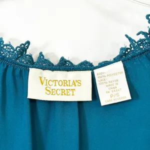 VTG Victoria's Secret Small Gown‎ Nightie Teal Blue Lace Ruffle Regency 749 thumbnail 7