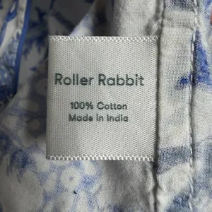 Roller‎ Rabbit Amanda Blue 100% Cotton Pajama Top M Block Print Coastal Boho thumbnail 9