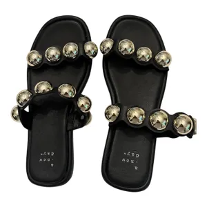 a new day Black Slide Sandals with Gold Orb Accents thumbnail 1