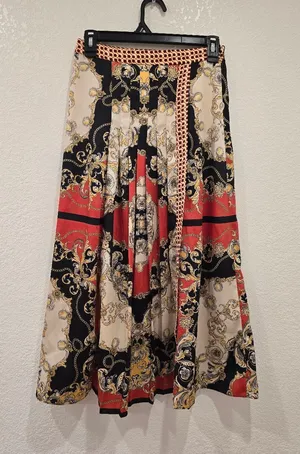 Zara scarf chain print pleated midi skirt XS thumbnail 1
