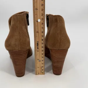 Lucky Brand Boots Women 8.5M Brown Leather Suede Wedge Heel Yakeena Ankle Bootie thumbnail 4