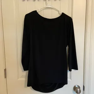 NWOT |‎ New York & Company women’s black stretch cinched long sleeve blouse XL thumbnail 7